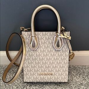 Michael Kors Gold and Cream Mini Bag